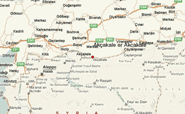 Lokacija turskog grada Akcakale, na samoj granici sa Sirijom